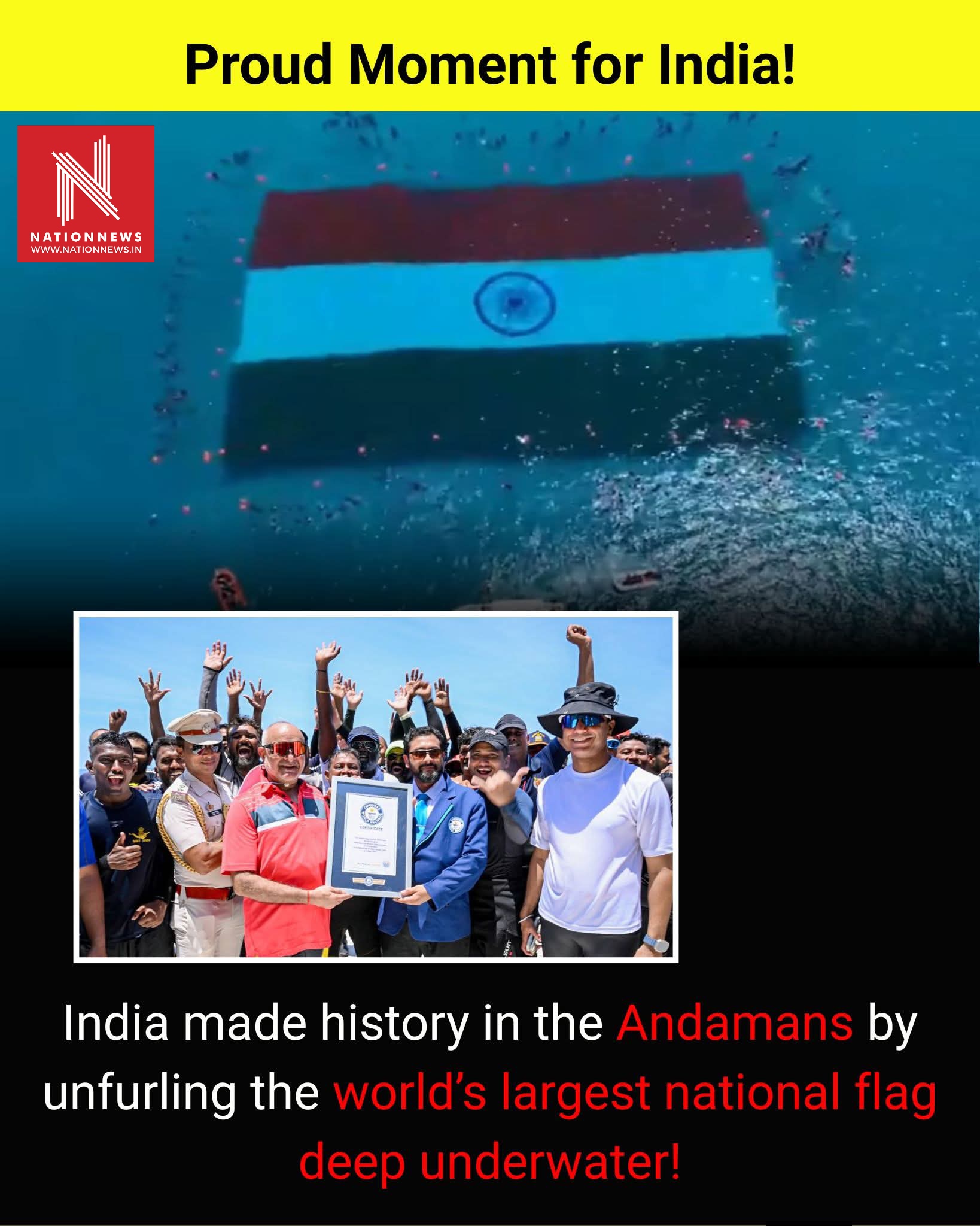 India Creates History Underwater! Massive 2,400 Sq Meter Tricolour Unfurled in Sea, Enters Guinness World Records