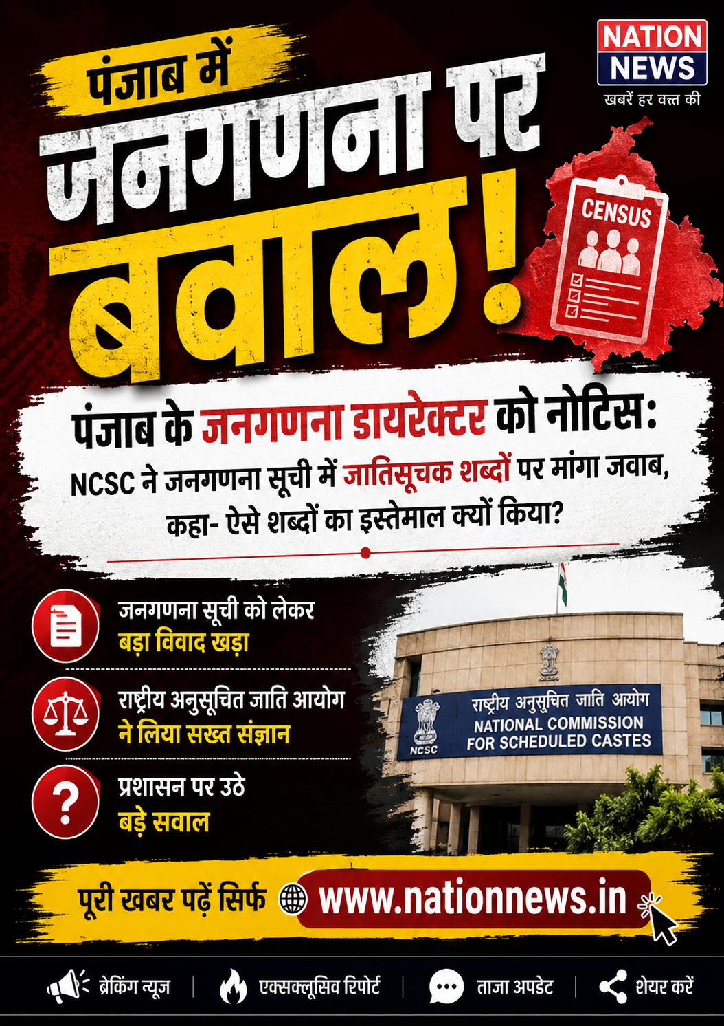 Census Director — जातिसूचक शब्दों पर मांगा जवाब, पूछा आखिर सूची में ऐसे शब्दों का इस्तेमाल क्यों किया गया?