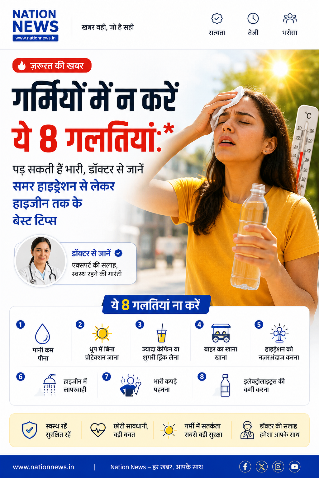 जरूरत की खबर- गर्मियों में न करें ये 8 गलतियां:पड़ सकती हैं भारी, डॉक्टर से जानें समर हाइड्रेशन से लेकर हाइजीन तक के बेस्ट टिप्स