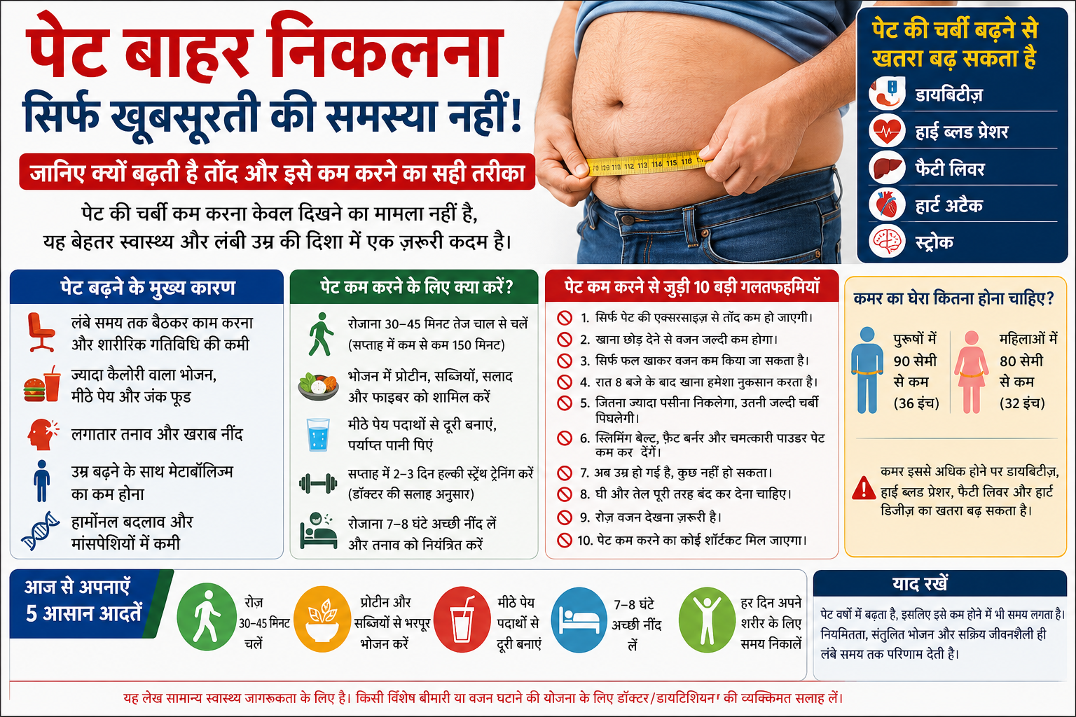 पेट बाहर निकलना सिर्फ खूबसूरती की समस्या नहीं! जानिए क्यों बढ़ती है तोंद और इसे कम करने का सही तरीका