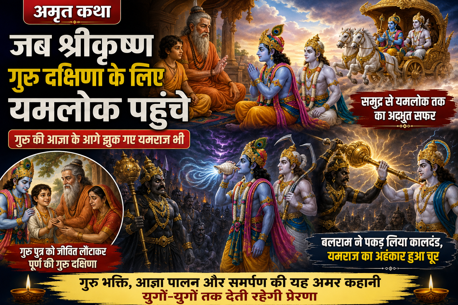 अमृत कथा: जब श्रीकृष्ण गुरु दक्षिणा के लिए यमलोक पहुंच गए